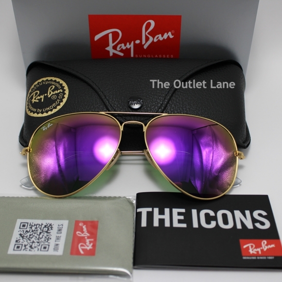 Model Display Ray-Ban Aviator Purple Mirror RB3025 - Picture 4 of 16